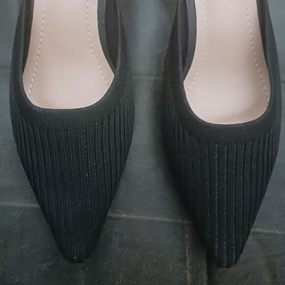 TIJN Helka Slide Mules - Vegan - Black Knit Pointed Toe - Size 6.5 - Picture 3 of 7